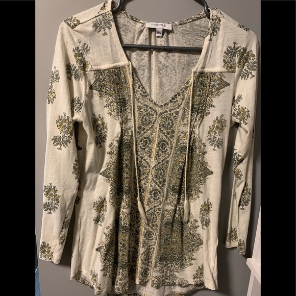 Tops - Cute V Neck Long Sleeve Bohemian Style Shirt